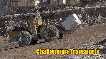 Uphill Transport: Wheel Loader Showcases Strength with Marble Block