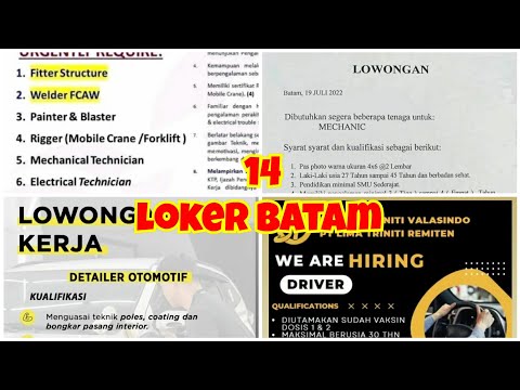 LOWONGAN KERJA BATAM HARI INI ‼️ LOKER BATAM TERBARU