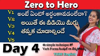 Spoken English in Telugu | Zero to Hero | Day 4 | V1,V2,V3,V4,V5 meaning | English through Telugu