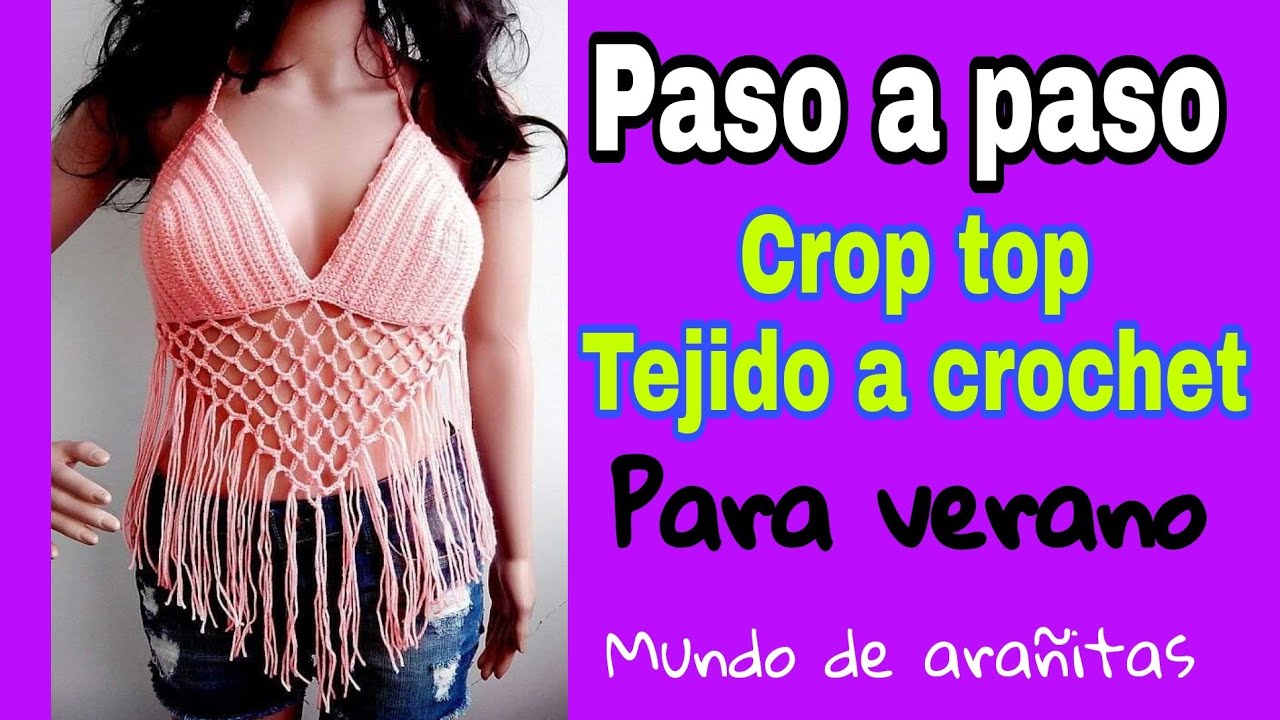 CROP TOP a crochet paso a paso en español para mujer - YouTube