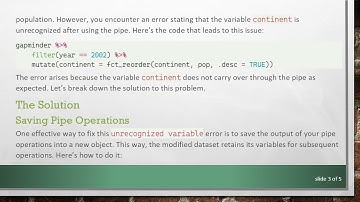How to Fix the Unrecognized variable Error in dplyr When Using Pipe Operations