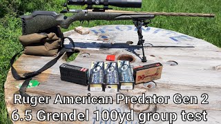 Ruger American Predator Gen 2 6.5 Grendel 100 yard group test.