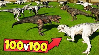 100 INDOMINUS REX vs 100 TREX in Jurassic World Evolution