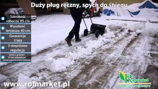 Jak odśnieżyć chodnik, plac, parking? Duży pług ręczny, spych do śniegu | Rolmarket.pl