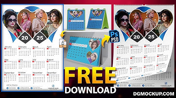 2025 Calendar Free Psd Happy New Year Design PSD | Desk Calendar Mockup | 2025 Calendar PSD