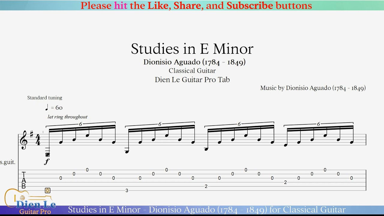 Studies in E Minor - Dionisio Aguado (1784 - 1849) for Classical Guitar ...
