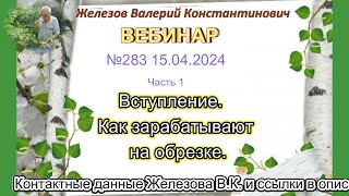 Железов Валерий.    Вебинар 283.    ч.  1.   Вступление.   Как зарабатывают на обрезке.