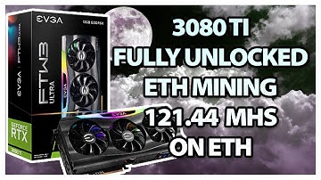 121.44 MHs Hashrate ETH on EVGA 3080 TI FTW3 100 percent LHR Unlocked on Simplemining OS Overclock