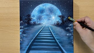 Full Moon Painting / Acrylic Painting / STEP by STEP #187