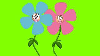 happy flowers animated cartoon green screen video for Youtubers copyright free.