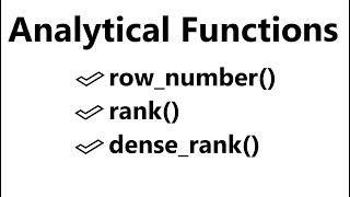 analytical functions in oracle with examples | row_number() , rank() , dense_rank() functions