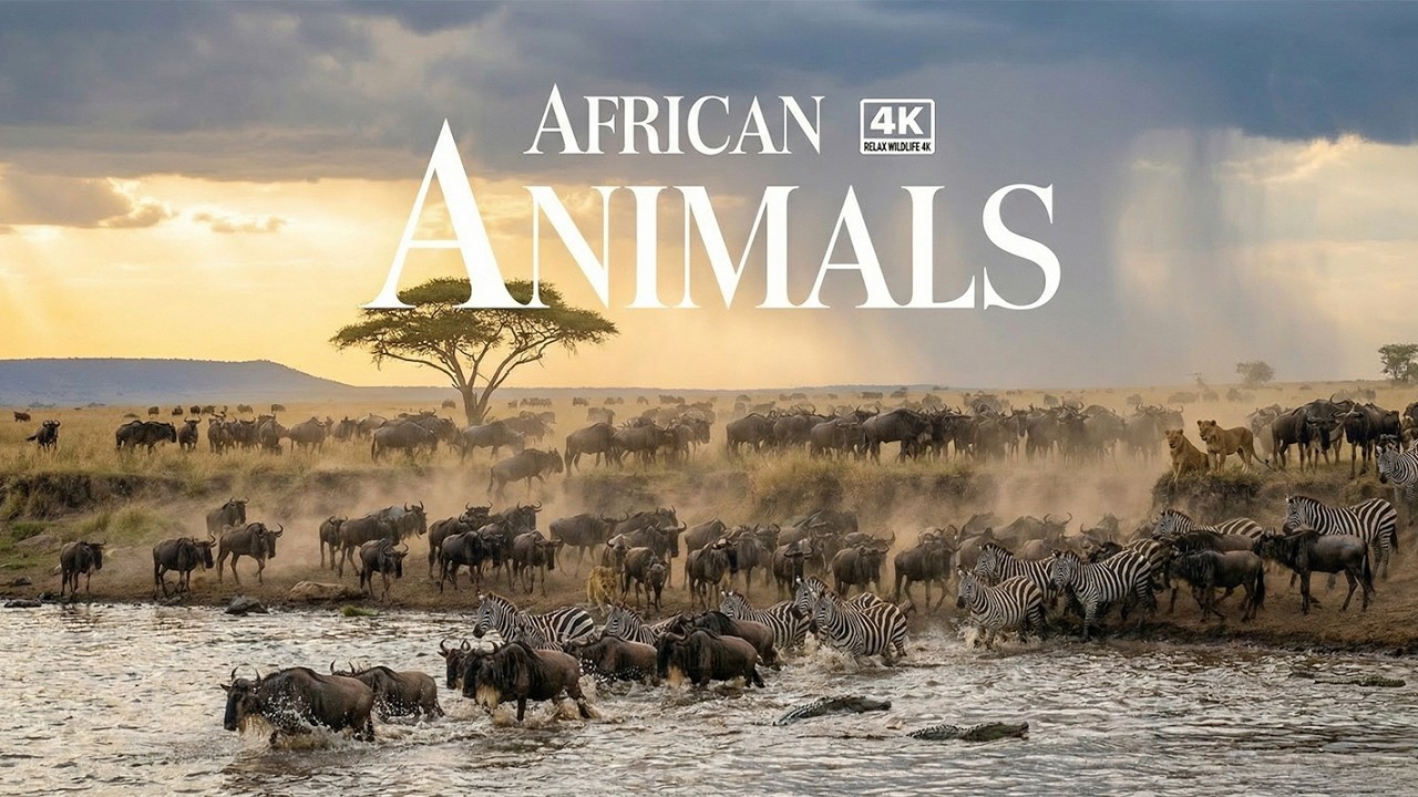 African Antelope 4K - Exploring the Animal World | The Wildebeest Migration Crosses the Savanna