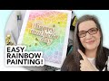 The EASIEST rainbow painted backgrounds with stamp ink you may already have!