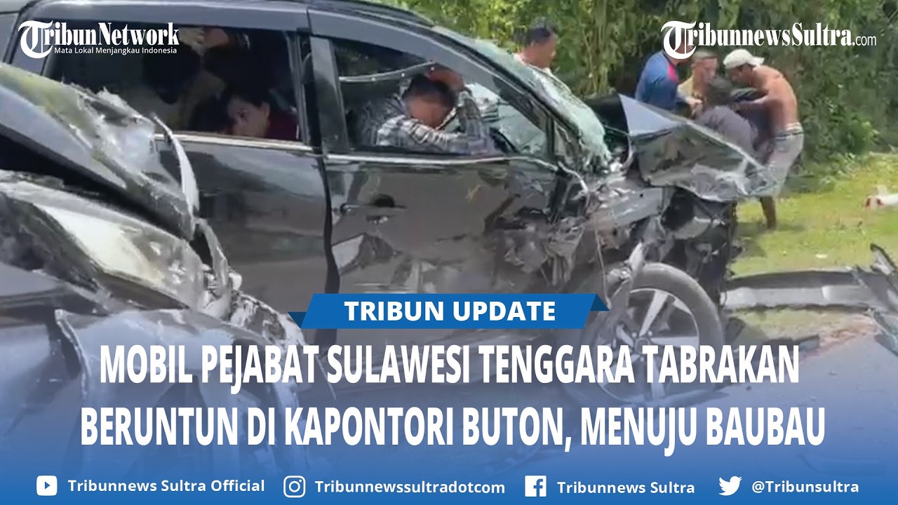 BREAKING NEWS Mobil Pejabat Sulawesi Tenggara Tabrakan Beruntun di Kapontori Buton, Menuju Baubau