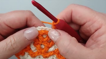 Interlocking filet crochet in the round, the basics, round 11