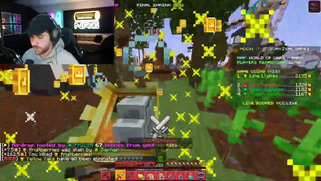 Sapnap сравнялся с Fruit в играх на выживание, выбив 8 игроков