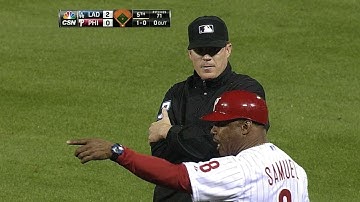 LAD@PHI: Samuel tossed after arguing Puig
