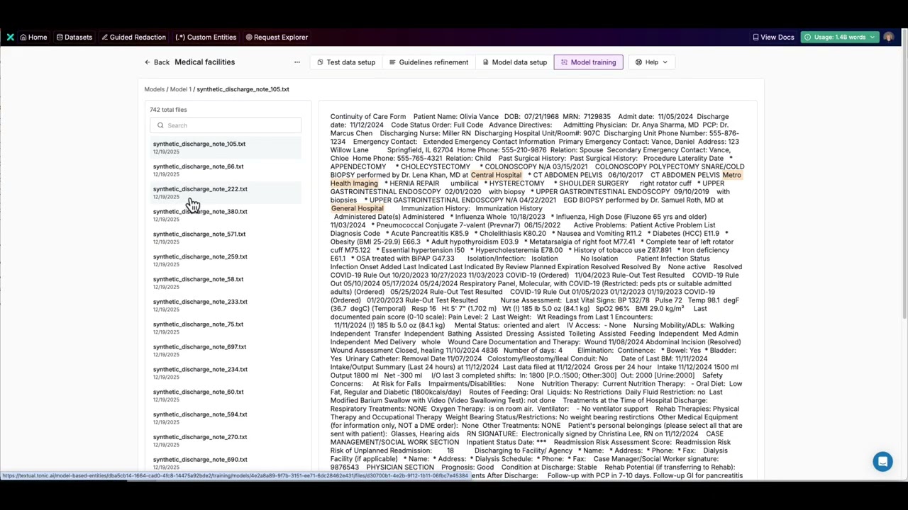 Tonic.ai Tutorials: Model creation and training for model-based custom entity types in Textual