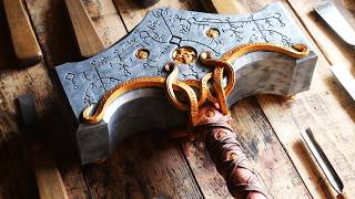 Thor's hammer from God of War. Wood carving.
