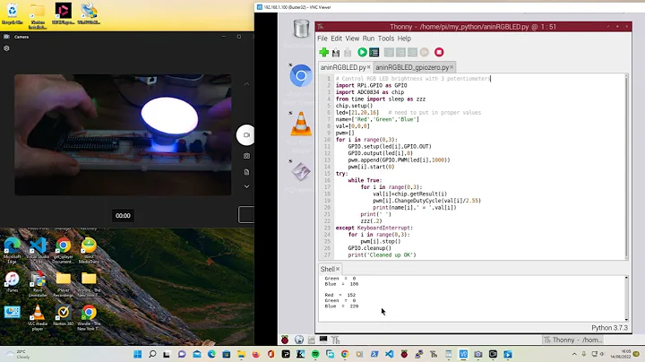 RPi Lesson 17 - controlling an RGB LED with 3 potentiometers