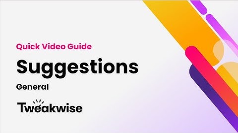 Tweakwise Suggestions - General - Quick Video Guide