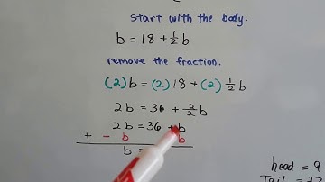 A fish has a head 9" long, Algebra Word Problem