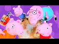 Çocuk videosu. Peppa pig oyuncakları.  Anne domuz elleri sabunla yıkamaya öğretiyor