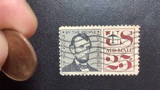 2017-D Abraham Lincoln 1 cent, US air mail 1960 25c Postage Stamp