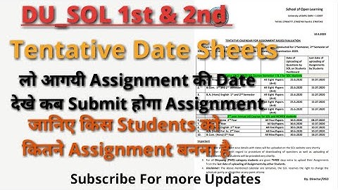 DU Sol Updates 2020 | TENTATIVE Date Sheet For Assignment | बदल जायँगे Date sheets कुछ दिनों में