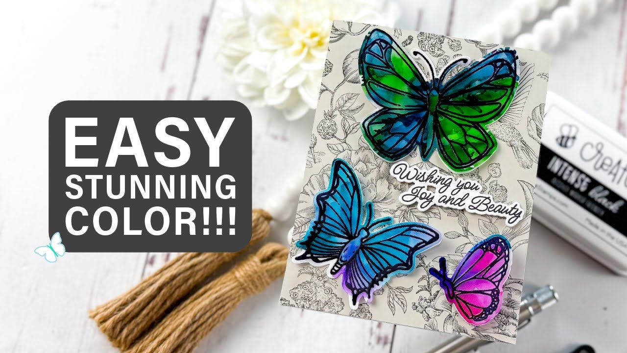 Alcohol Ink Vellum Butterflies + Heat Embossing Trick!! 😯 - YouTube