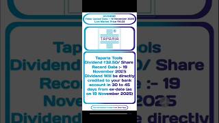 Dividend Taparia Tools || Page industries #learnwithabadh #tapariatools #dividend #stocks #market