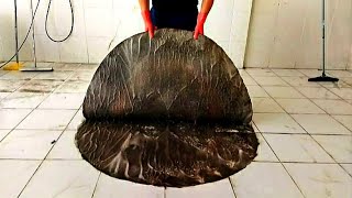 Unbelieveable dirty round carpet cleaning satisfying rug cleaning ASMR
