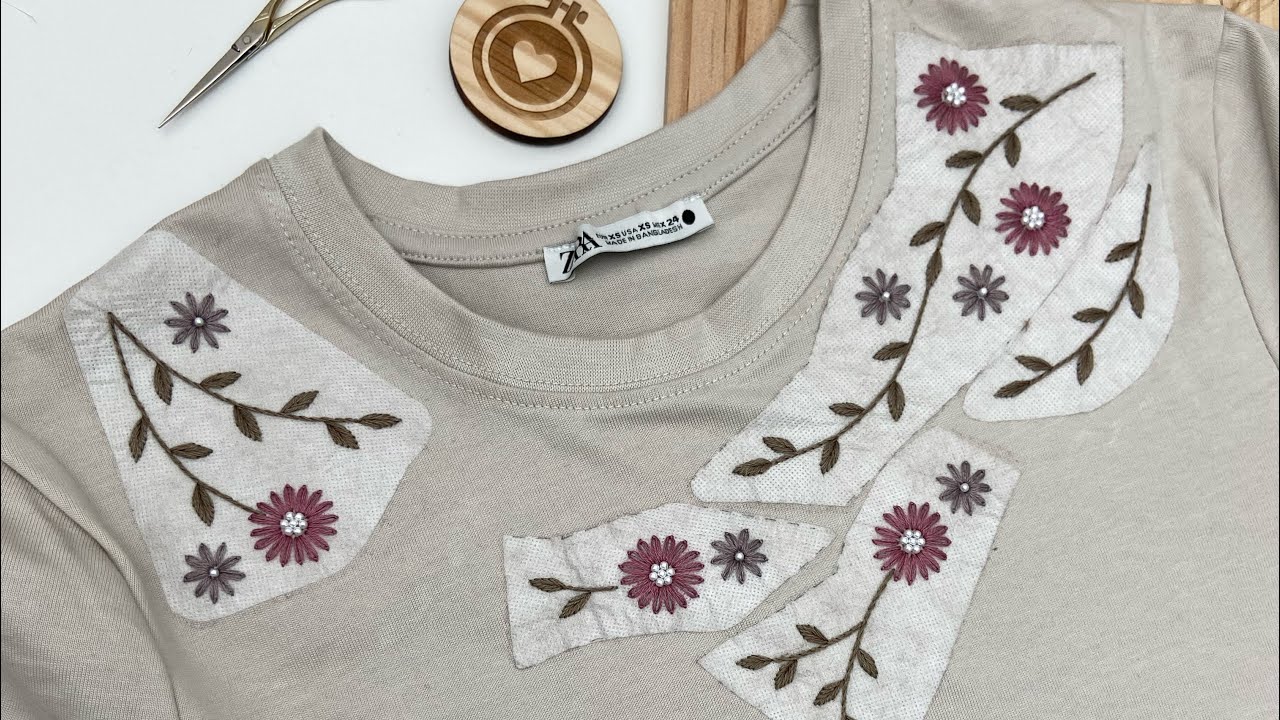 ET513 Flower and Birds Embroidered Tee – Niepce Embroidery Tee/N 