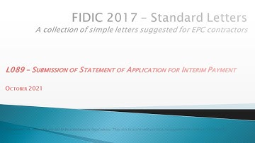 FIDIC 2017 Cl 14.3 - L089 Submission of Statement of Application for Interim Payment