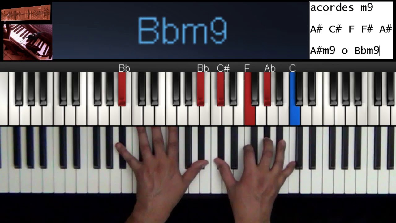 Como hago A#m9 o Bbm9 en el piano - YouTube