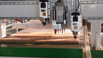 Panel furniture production line atc cnc router machine with borning head working video