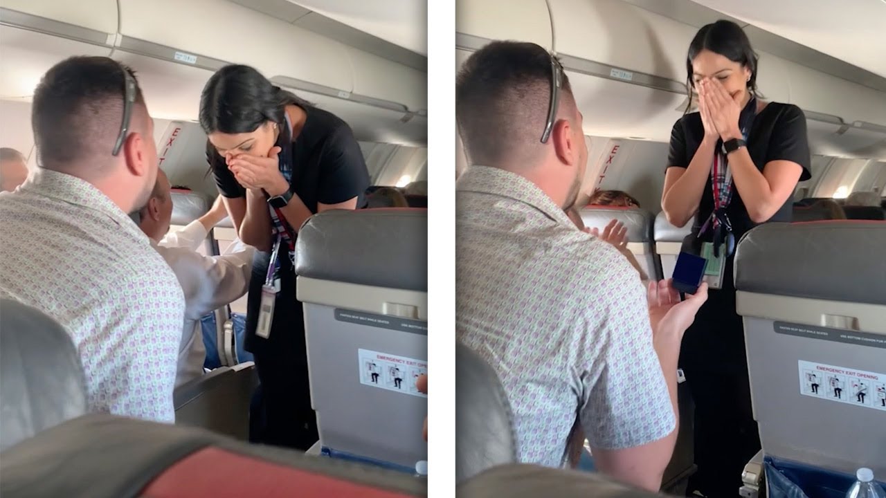 Flight Attendant Gets Proposed To While Mid Flight  ROMANTIC PROPOSALS