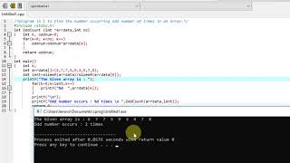 program in C to find the number occurring odd number of times in an array Wealth