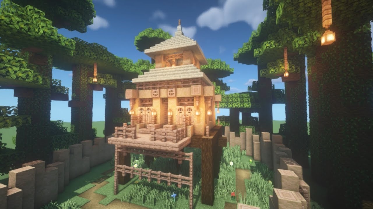 Minecraft ジャングルにありそうな家を建築してみた 作り方 Youtube