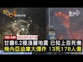 【1219FOCUS國際話題LIVE】甘肅6.2極淺層地震 已知上百死傷　幾內亞油庫大爆炸 13死178人傷