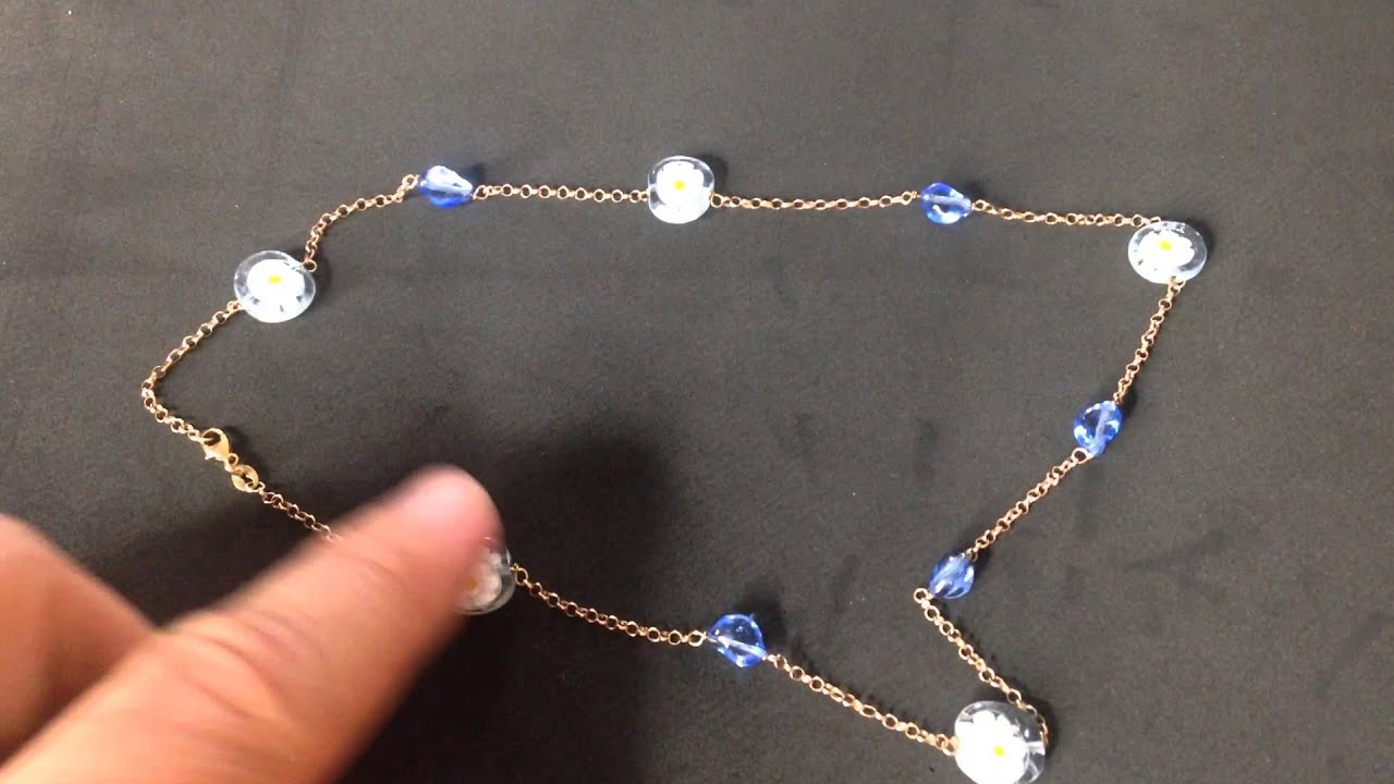 RARE 14K Yellow Gold Floral Lampwork Glass Necklace (18 inches) YouTube