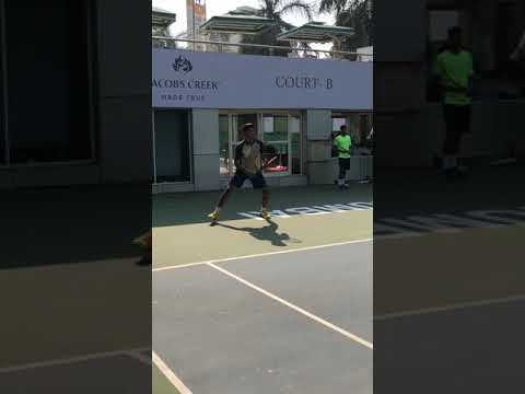 Hitting some forehands in Juhu Vile Parle Gymkhana Club