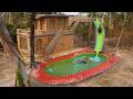 Full Construction Of a Survival Luxury House With Water Slide Swimming Pool