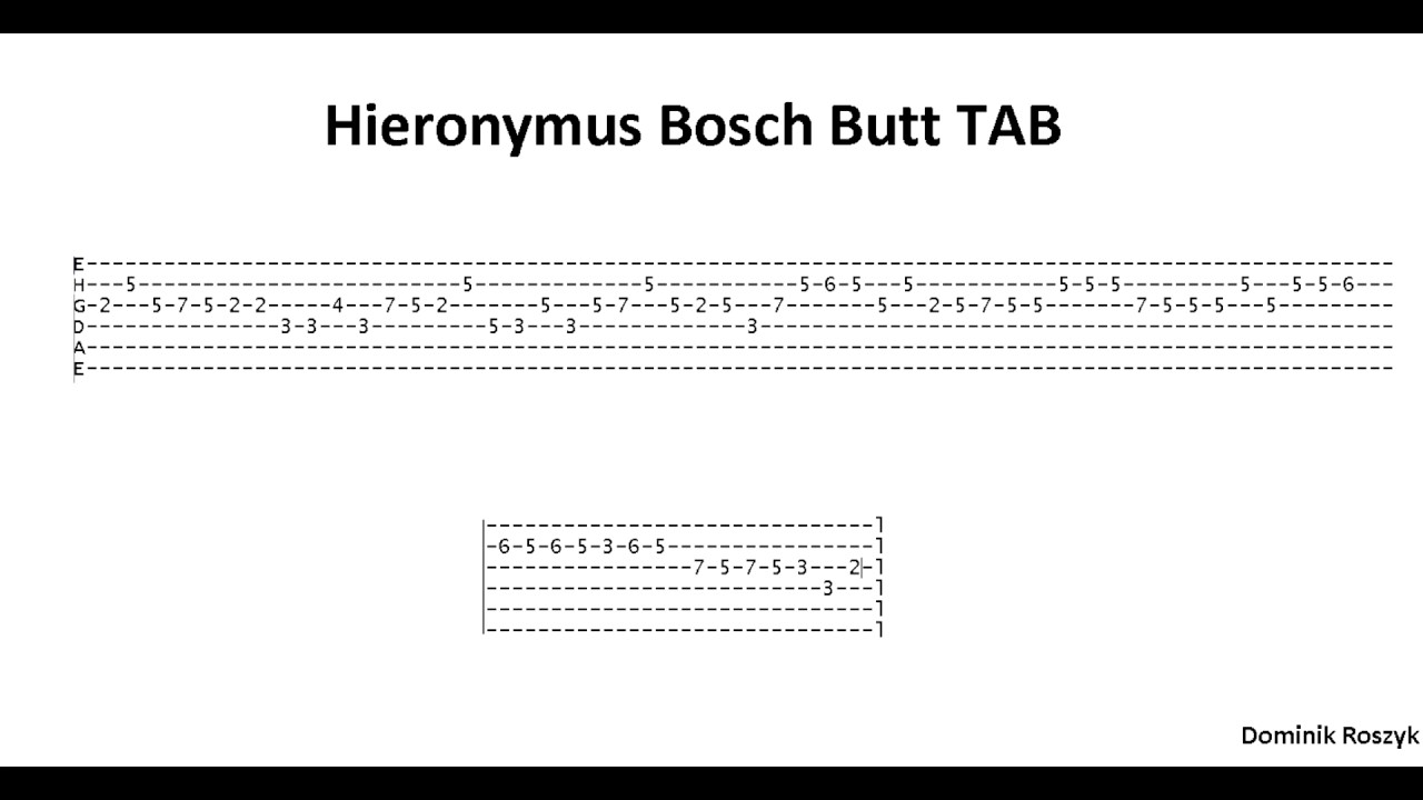 Van easily Early Hieronymus Bosch Butt Song TAB - YouTube