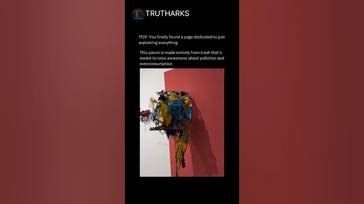 This beautiful parrot sculpture is made using only waste and trash!.