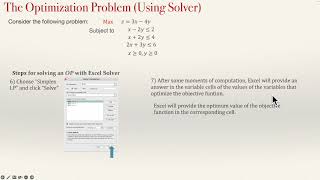 Using Excel Solver to solve a LPP