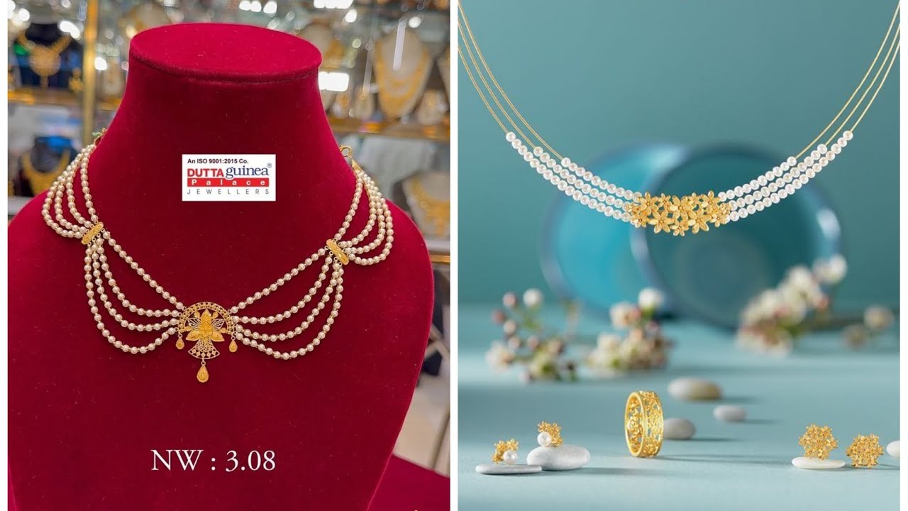 New white pearl gold necklace designs 😍😍