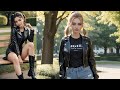 Ai art college beauties presenting leather fashion  ai lookbook