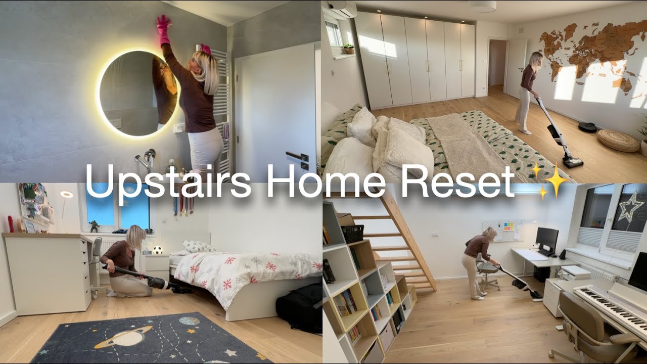 Satisfying Upstairs Home Reset ✨ ASMR Cleaning Motivation | From Messy ➝ Clean & Calm 🏡