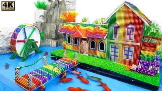DIY - Build Villa House, Waterfall, Swimming Pool Around Mountains From Magnetic Balls ( Satisfying)